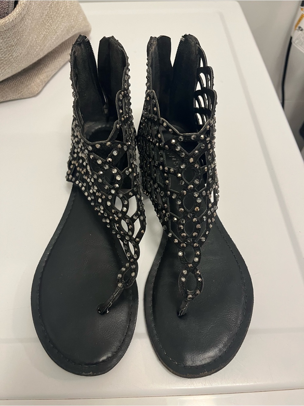 Zigi Soho Black Studded Cutout Gladiator Sandals